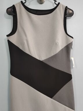 NWT 9&CO. Sleeveless Black and White Colorblock Midi Dress Size 4